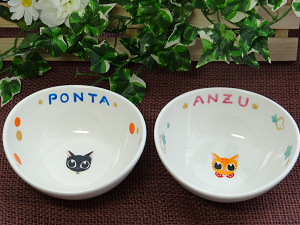 オーダー猫用食器顔PONTA＆ANZU