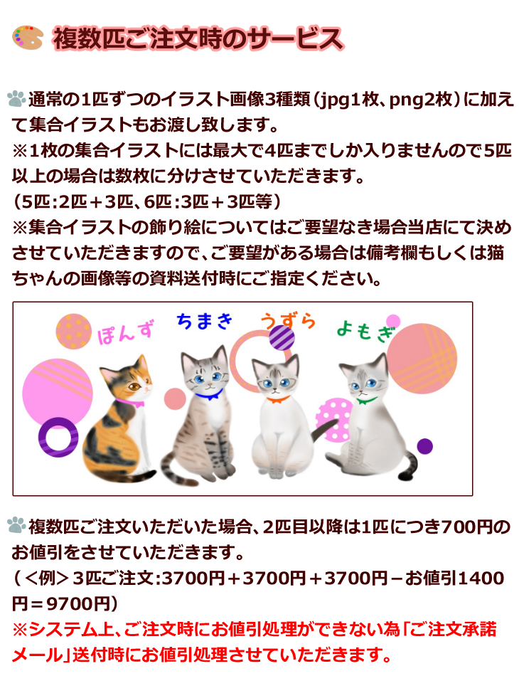 デジタルオーダー猫イラスト製作A・Bタイプ