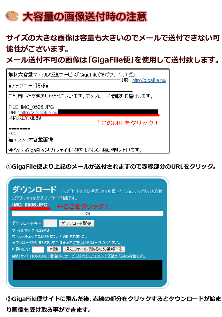 大容量の画像送付時の注意