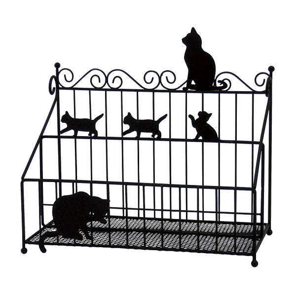 黒猫モチーフアイアンリモコンラック